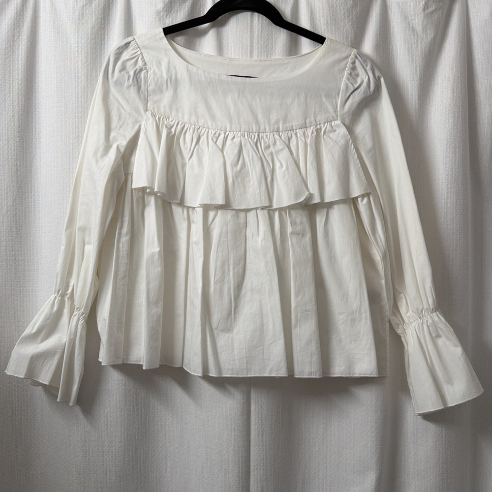 NWOT Banana Republic Women's White Peasant Ruffle Boho Gypsy Shirt | Size: Small